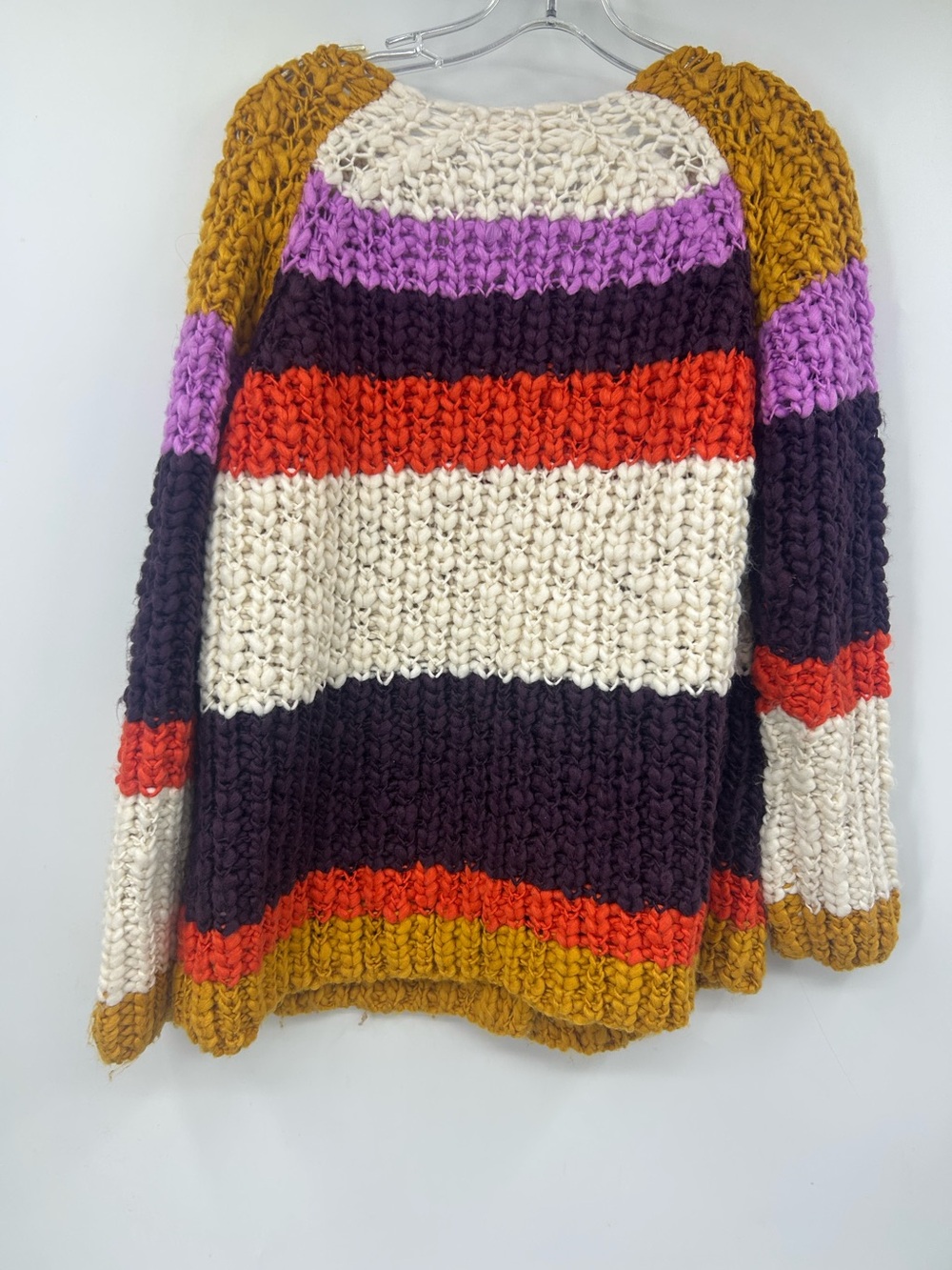 Free People Myles Striped Cardi Chunky Striped Open-Front Cardigan Sweater Med - Picture 5 of 8